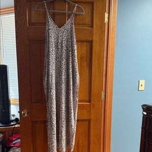 Lulu's Beige and Black Leopard Slip Maxi Dress